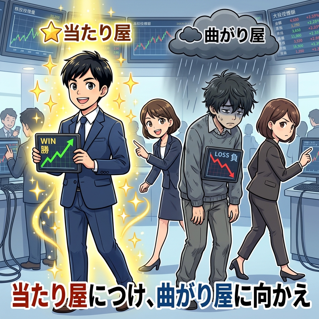 当たり屋につけ、曲がり屋に向かえ